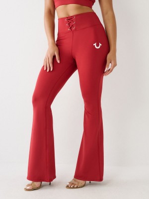 Ruby Red True Religion High Rise Lace Up Flare Leggings | 3702-EGWOS