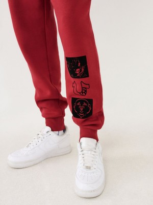 Ruby Red True Religion Logo Jogger | 1834-JLQGW