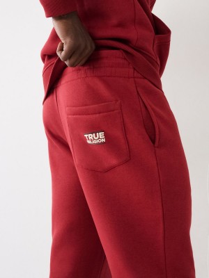 Ruby Red True Religion Logo Jogger | 2401-XFASB