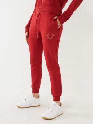 Ruby Red True Religion Logo Jogger | 9126-CXNHS