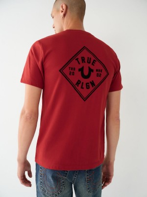 Ruby Red True Religion Logo T Shirts | 2958-VIEWJ