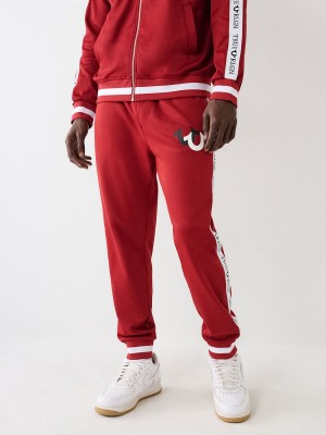 Ruby Red True Religion Logo Trim Track Pants | 6290-OQXGF