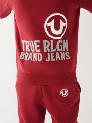 Ruby Red True Religion Puff Trbj Zip Up | 3954-YPZQR