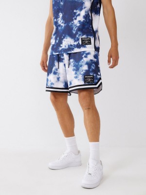 TIE DYE DK NAVY True Religion Mesh Logo Shorts | 3064-ERMJN