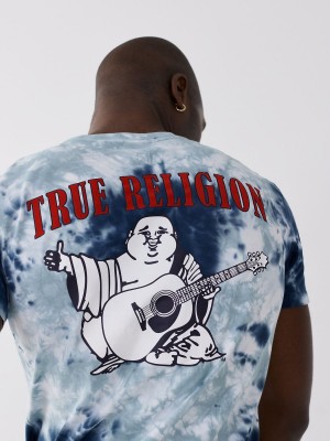 Tie Dye Royal Blue True Religion Buddha Logo T Shirts | 5298-YOKAW