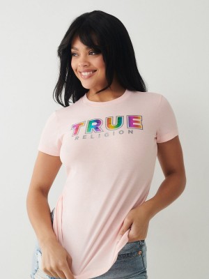 Venice Beach True Religion Logo T Shirts | 4592-BVDQS