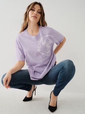 Violet Marl True Religion Crystal Buddha Relaxed T Shirts | 9603-UWTZP