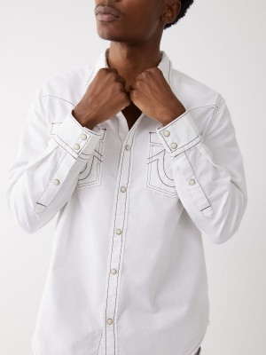 White True Religion Big T Western Shirts | 4958-VDHWX