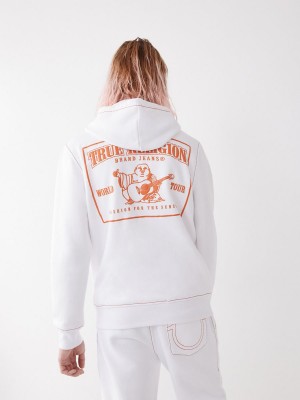 White True Religion Big T Zip Hoodie | 2764-KABVP