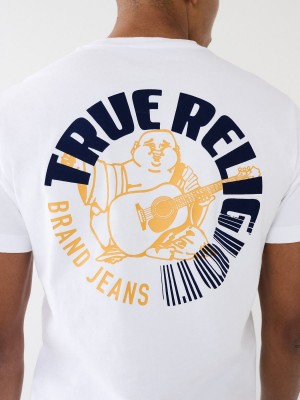 White True Religion Buddha Logo Crew T Shirts | 3087-TGOHQ