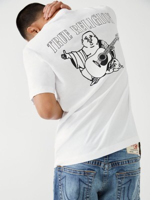 White True Religion Buddha Logo T Shirts | 5794-WPIAU