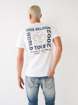 White True Religion Buddha Logo T Shirts | 2017-EJHVF