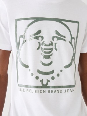 White True Religion Buddha Logo T Shirts | 5341-HEBGA