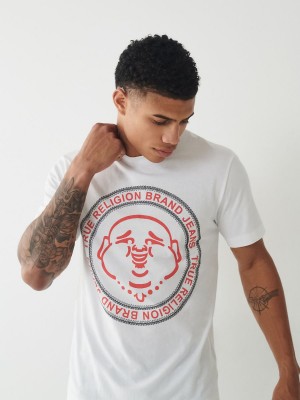 White True Religion Buddha Logo T Shirts | 2679-YTCSF