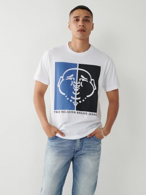 White True Religion Buddha Logo T Shirts | 0297-SQTIR