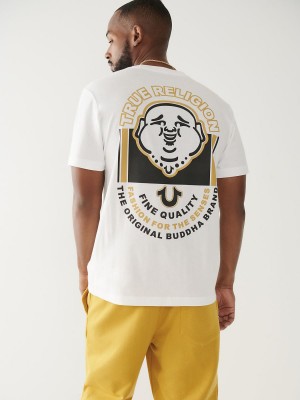 White True Religion Buddha Logo T Shirts | 4827-MZJOP