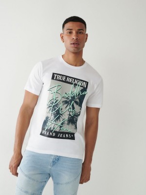 White True Religion Graphic Logo T Shirts | 2745-NZMTD