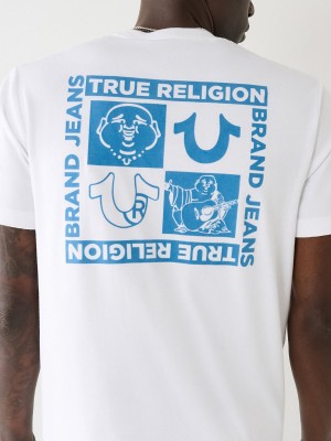 White True Religion Horseshoe Logo T Shirts | 2301-WGZLB