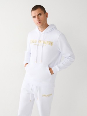 White True Religion Logo Hoodie | 7420-BWQEO