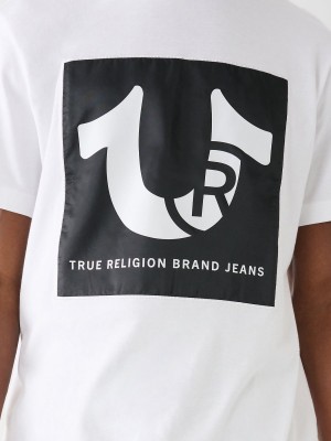 White True Religion Logo Relaxed T Shirts | 9705-JYSWA