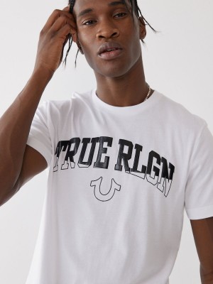 White True Religion Logo T Shirts | 2549-QJICK