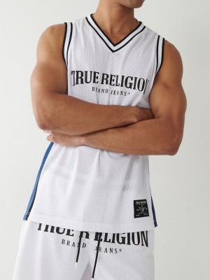 White True Religion Mesh Jersey Tanks | 7804-FRGHN