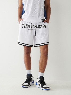 White True Religion Mesh Logo Shorts | 5817-TGPHW