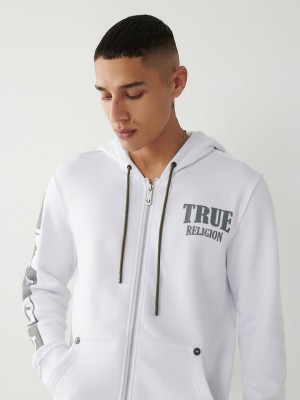 White True Religion Zip Hoodie | 2971-GLEYX