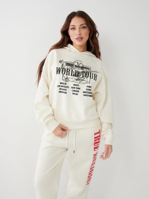 Winter White True Religion Buddha Relaxed Hoodie | 7521-LMIXW