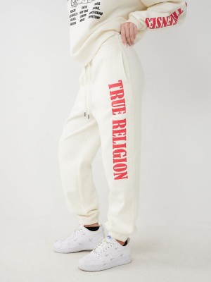 Winter White True Religion Logo Relaxed Jogger | 2971-AKIVT