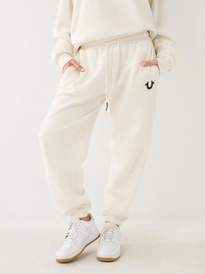 Winter White True Religion Logo Relaxed Jogger | 3240-TOWCM