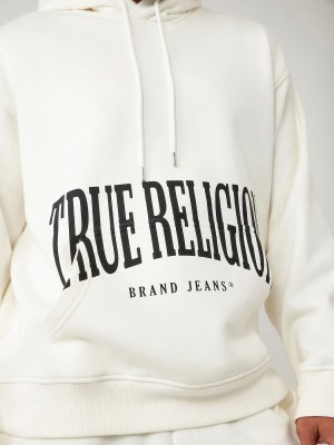 Winter White True Religion Logo Relaxed Hoodie | 3415-NEVLP