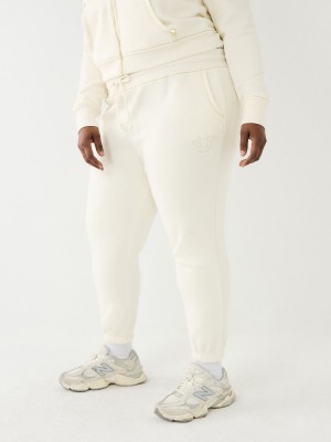 Winter White True Religion Lurex Big T Logo Jogger | 1206-RQSLW