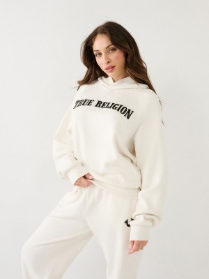 Winter White True Religion Relaxed Hoodie | 9843-MXWTB