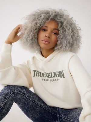 Winter White True Religion Relaxed Hoodie | 3125-UQAVM