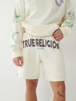 Winter White True Religion Sweat Shorts | 1769-NTQCA