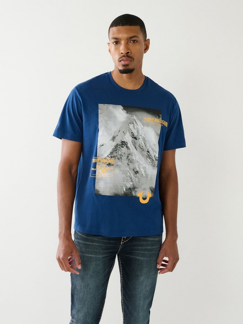 3922 True Religion Mountain Graphic Relaxed T Shirts | 8569-HCDKB