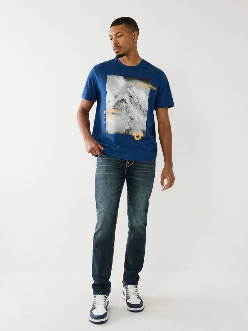 3922 True Religion Mountain Graphic Relaxed T Shirts | 8569-HCDKB