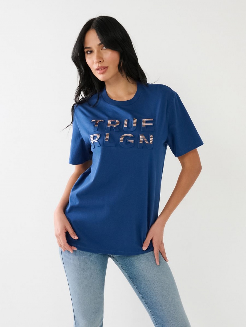 3922 True Religion Rlgn Logo Boyfriend T Shirts | 3867-TMJGA