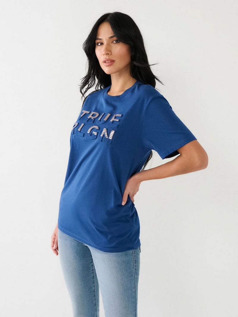 3922 True Religion Rlgn Logo Boyfriend T Shirts | 3867-TMJGA