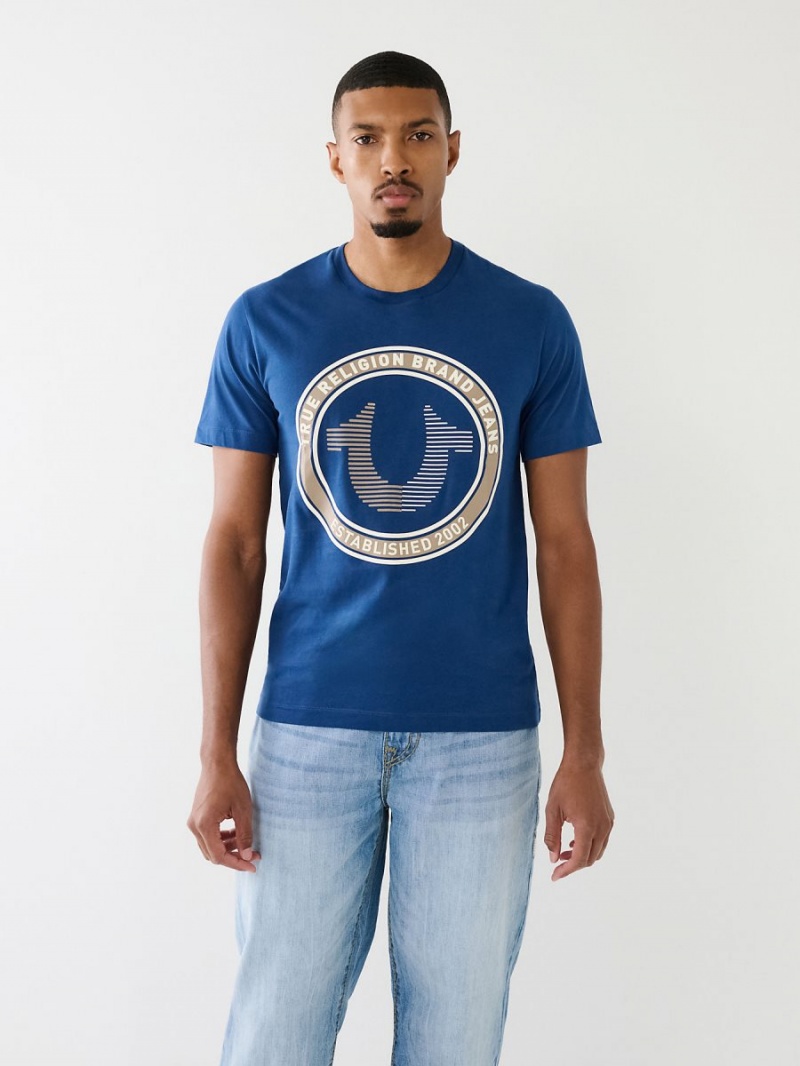 3922 True Religion Strike Horseshoe Logo T Shirts | 6024-PNCYD