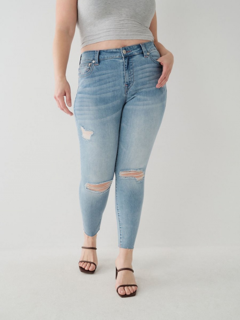 Allionia Destroyed True Religion Jennie Curvy Skinny Ankle Jeans | 3547-HYJCU