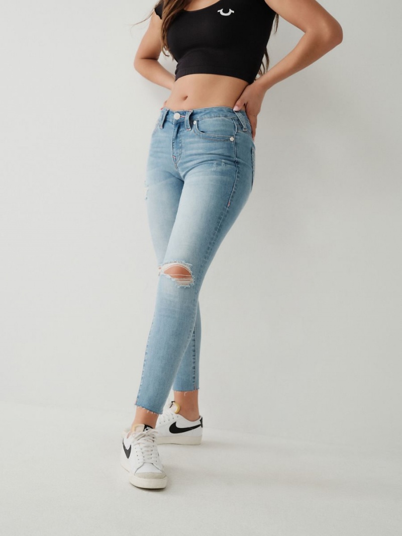 Allionia Destroyed True Religion Jennie Curvy Skinny Ankle Jeans | 3547-HYJCU