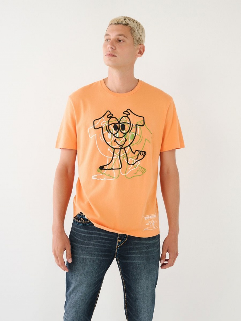 Apricot True Religion Shoey Illusion Graphic Relaxed T Shirts | 6057-HUETA