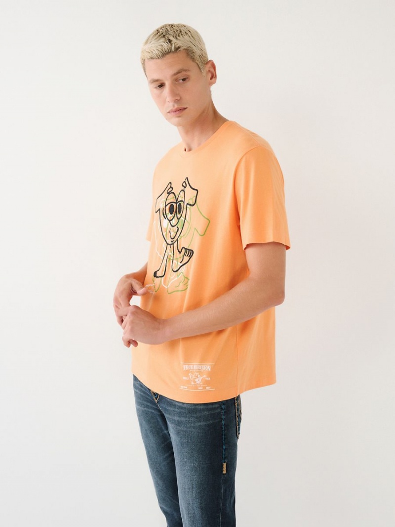 Apricot True Religion Shoey Illusion Graphic Relaxed T Shirts | 6057-HUETA