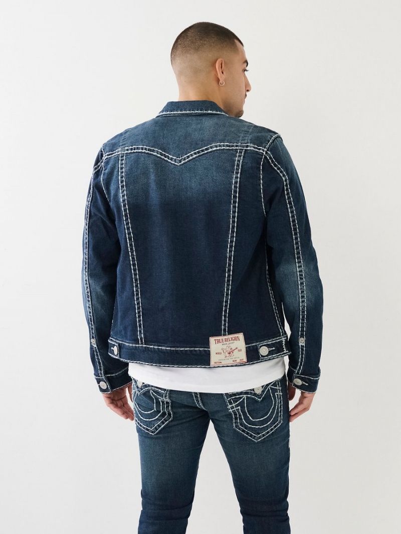 Aquamarine Dark Wash True Religion Jimmy Super T Denim Jacket | 5871-BJCTN