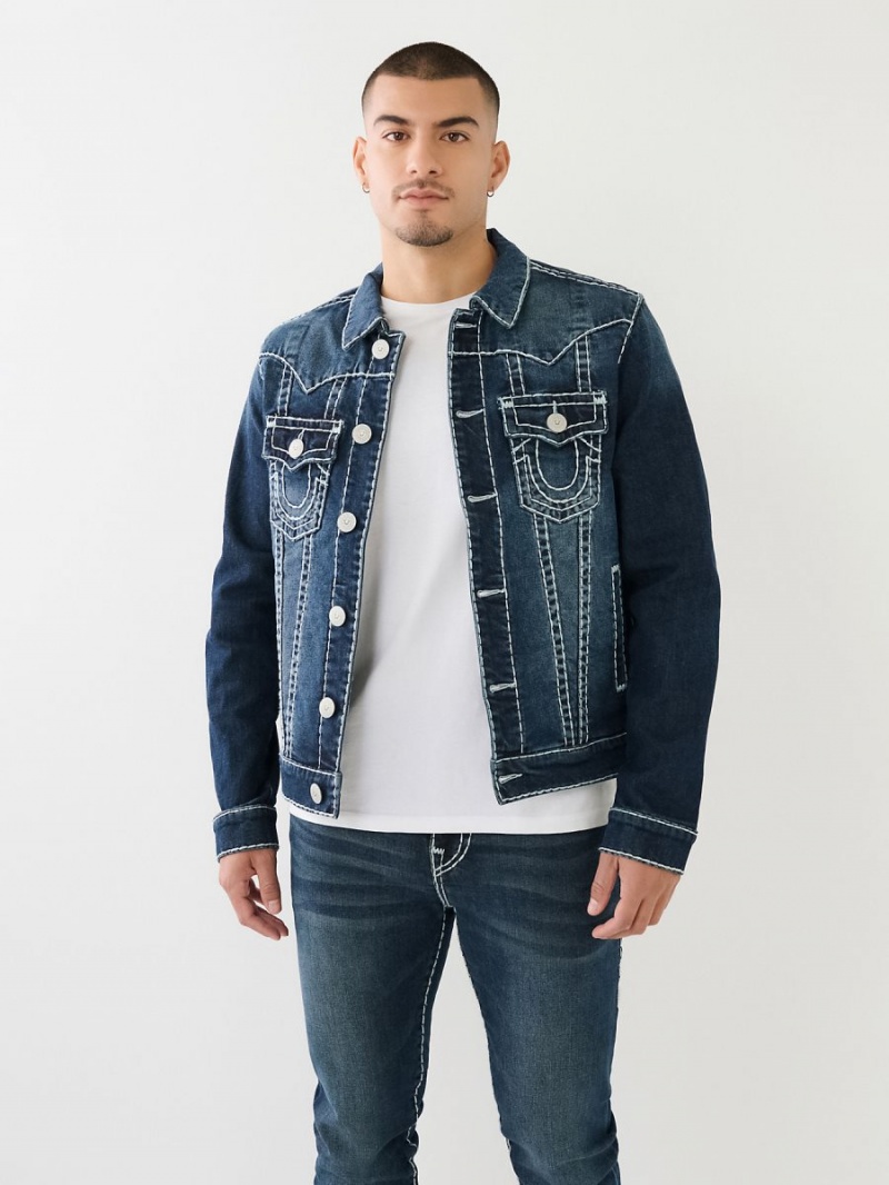 Aquamarine Dark Wash True Religion Jimmy Super T Denim Jacket | 5871-BJCTN