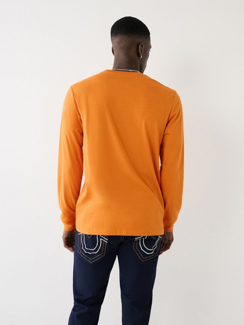 Autumn Maple True Religion Long Sleeve Logo T Shirts | 4175-JRWSN