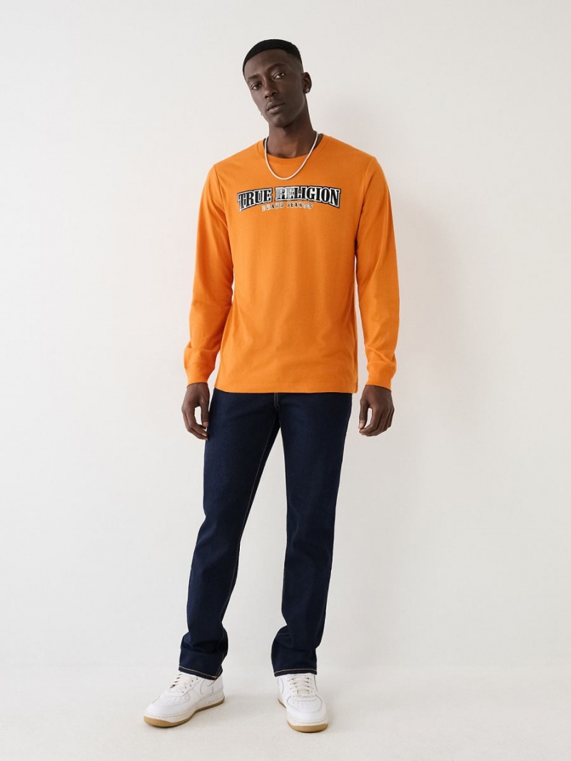 Autumn Maple True Religion Long Sleeve Logo T Shirts | 4175-JRWSN