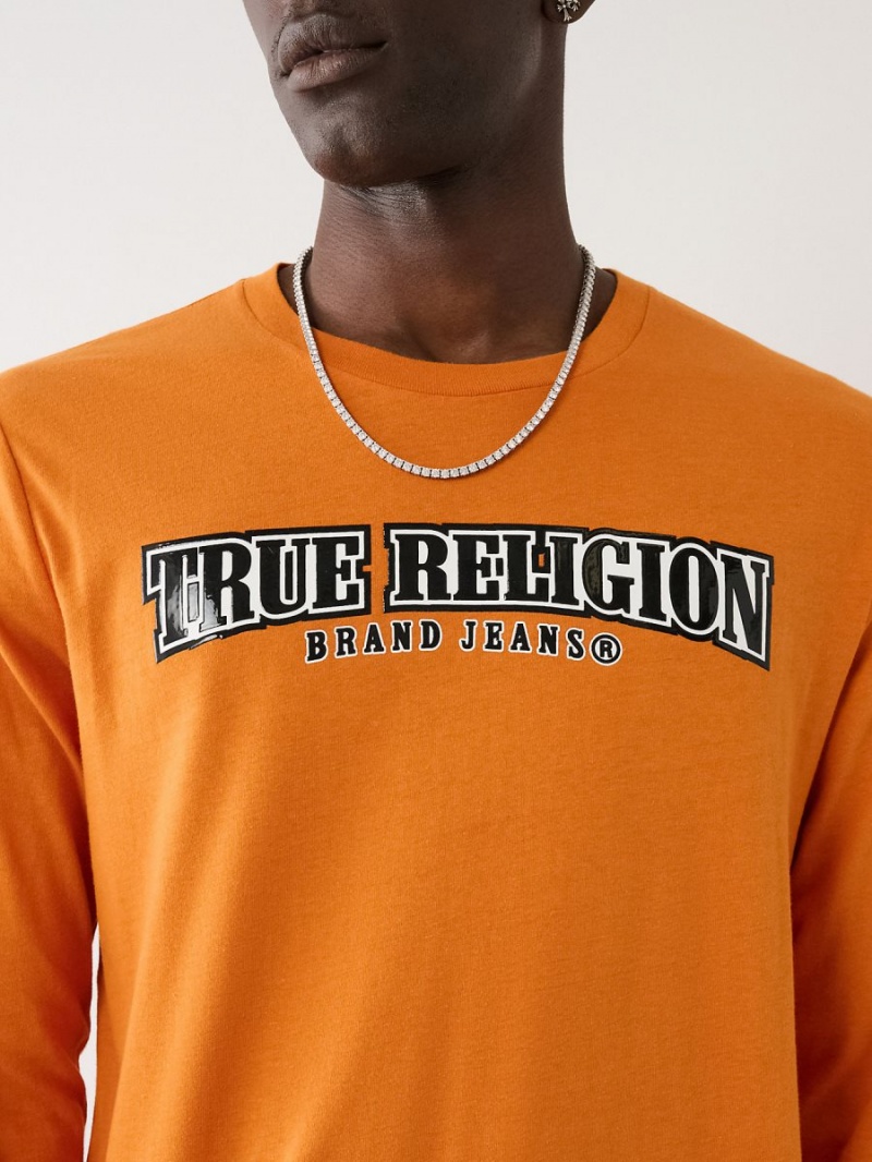 Autumn Maple True Religion Long Sleeve Logo T Shirts | 4175-JRWSN